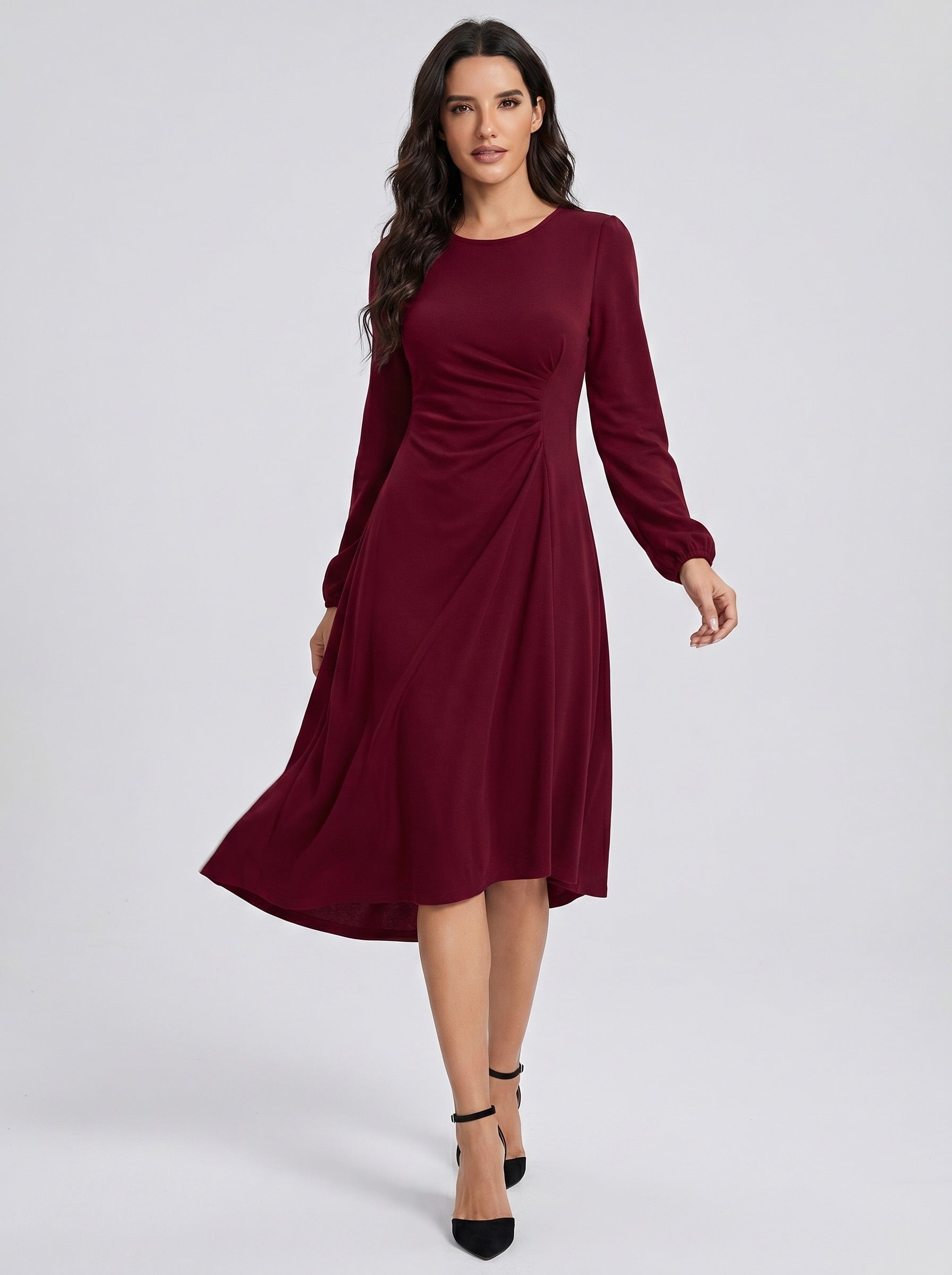 Eleonora Ruched Midi Dress on model