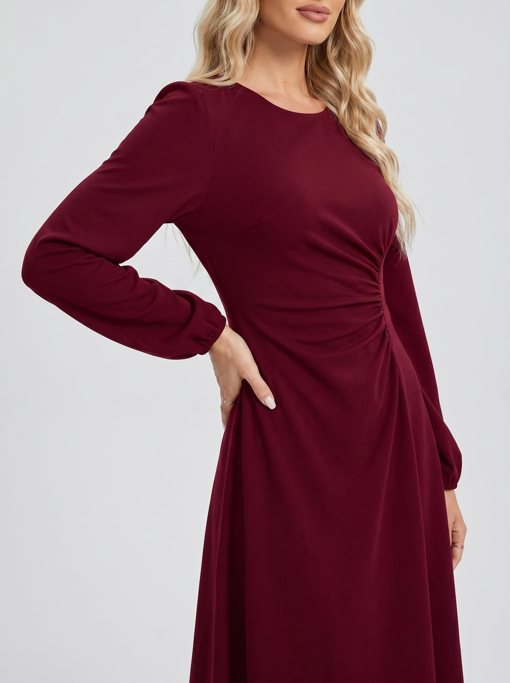 Eleonora Ruched Midi Dress on model