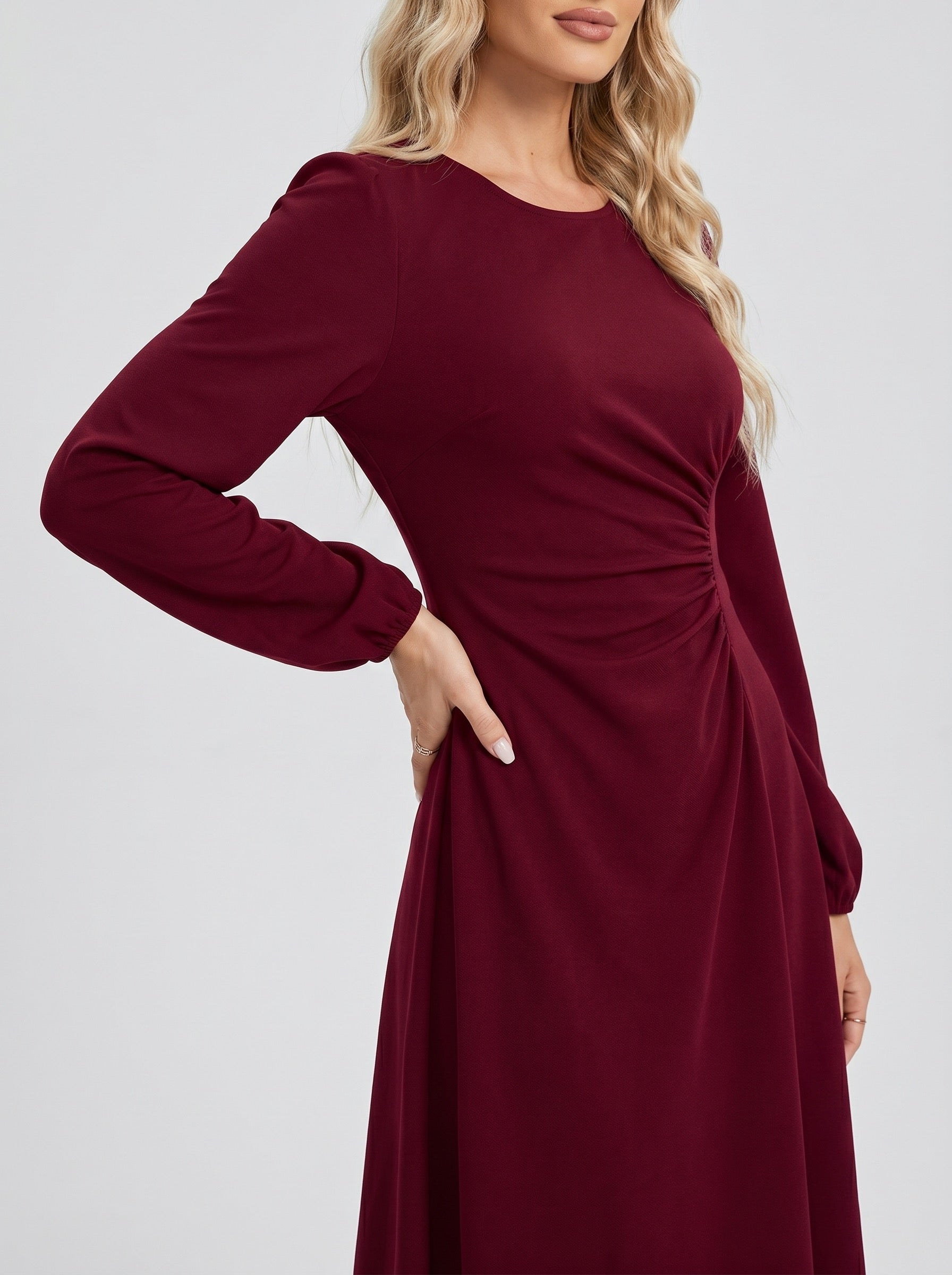 Eleonora Ruched Midi Dress on model