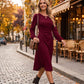 Eleonora Ruched Midi Dress on model