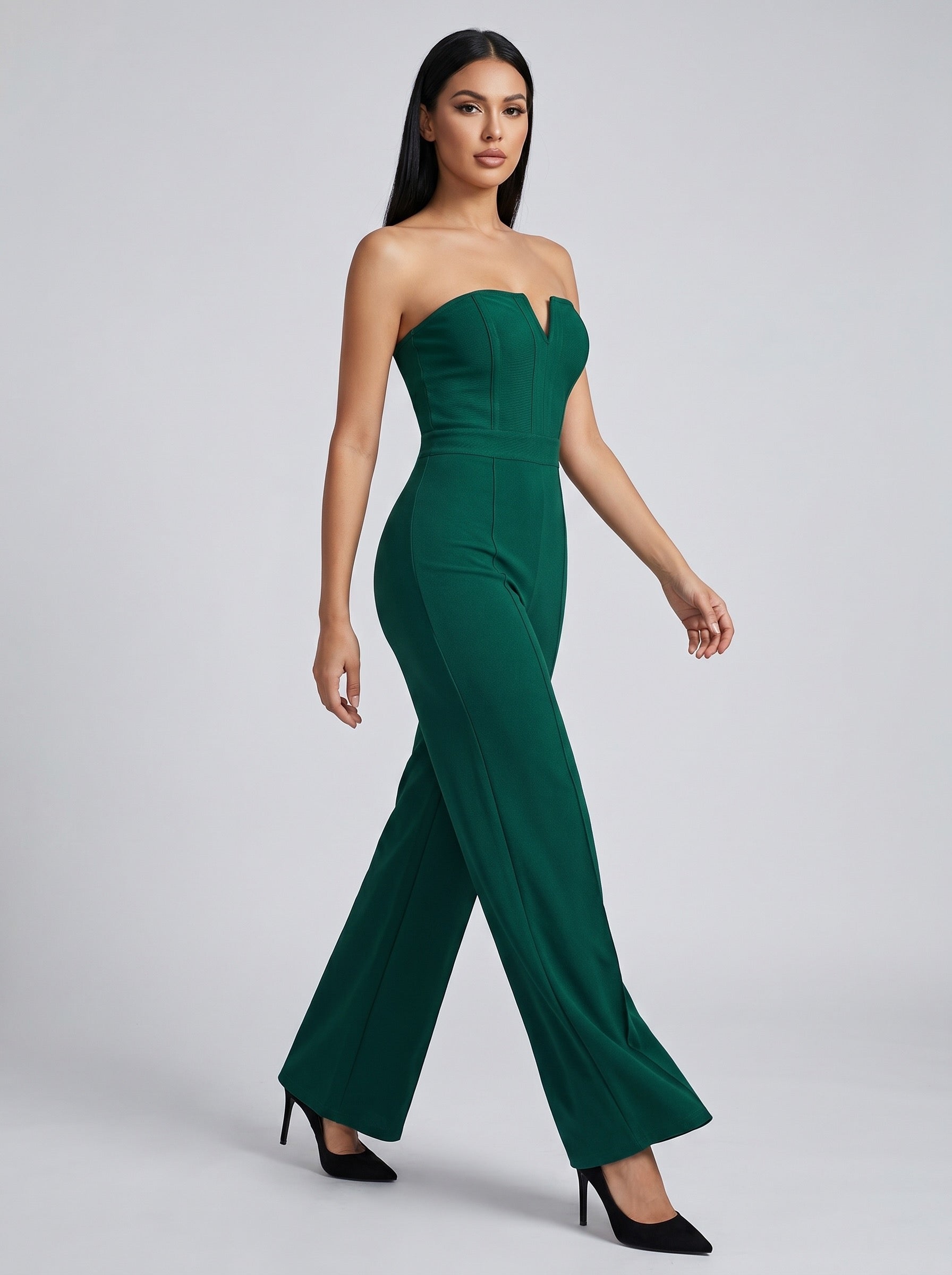 Elettra Strapless Bandage Jumpsuit on model