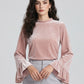 Eloisa Velvet Flute Top on model