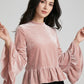 Eloisa Velvet Flute Top on model