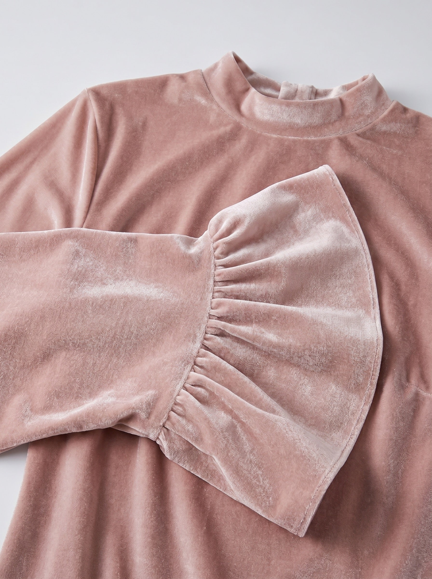 Eloisa Velvet Flute Top on model