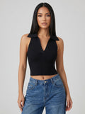 Elsa Polo Knit Top on model