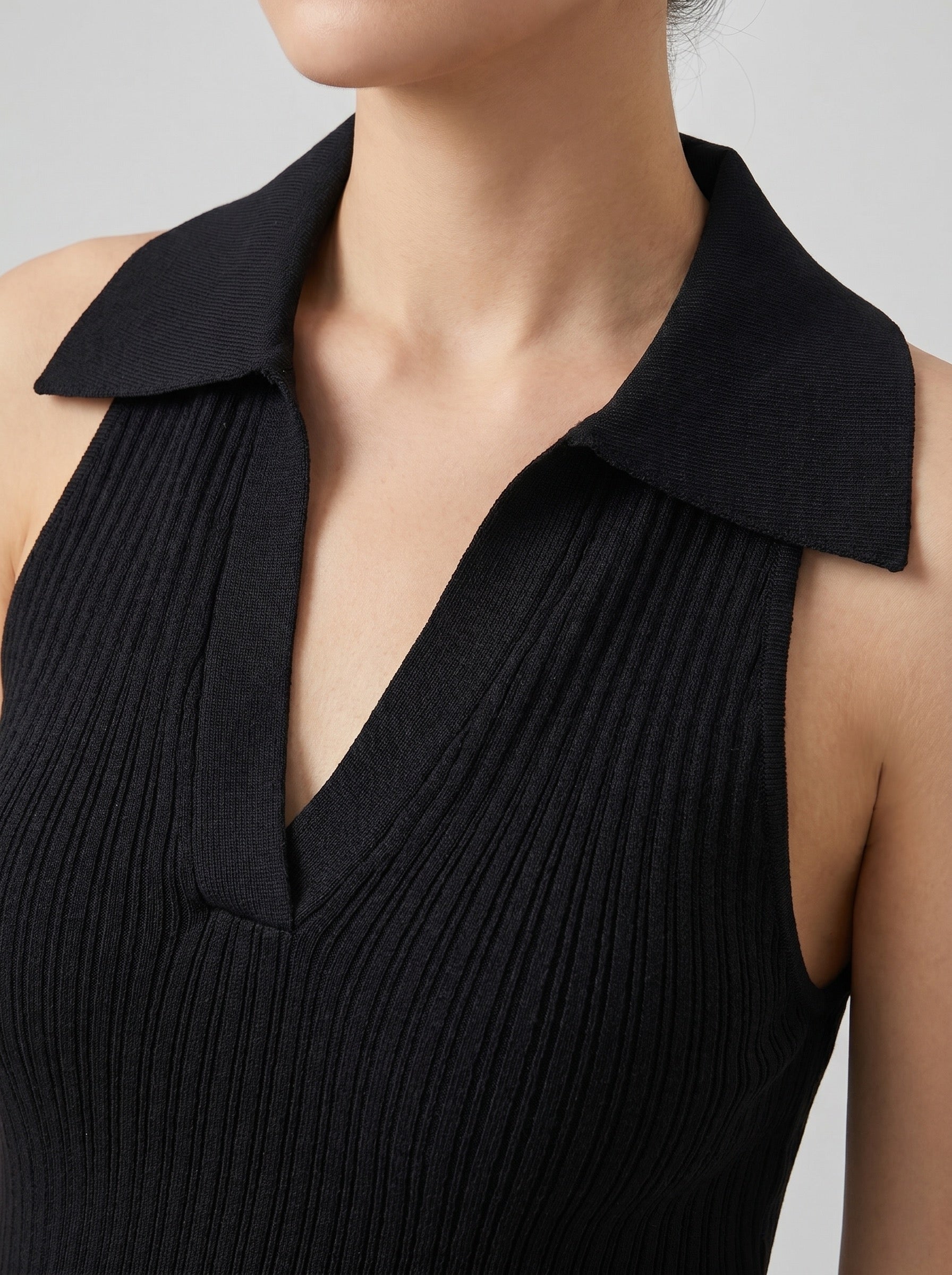 Elsa Polo Knit Top on model