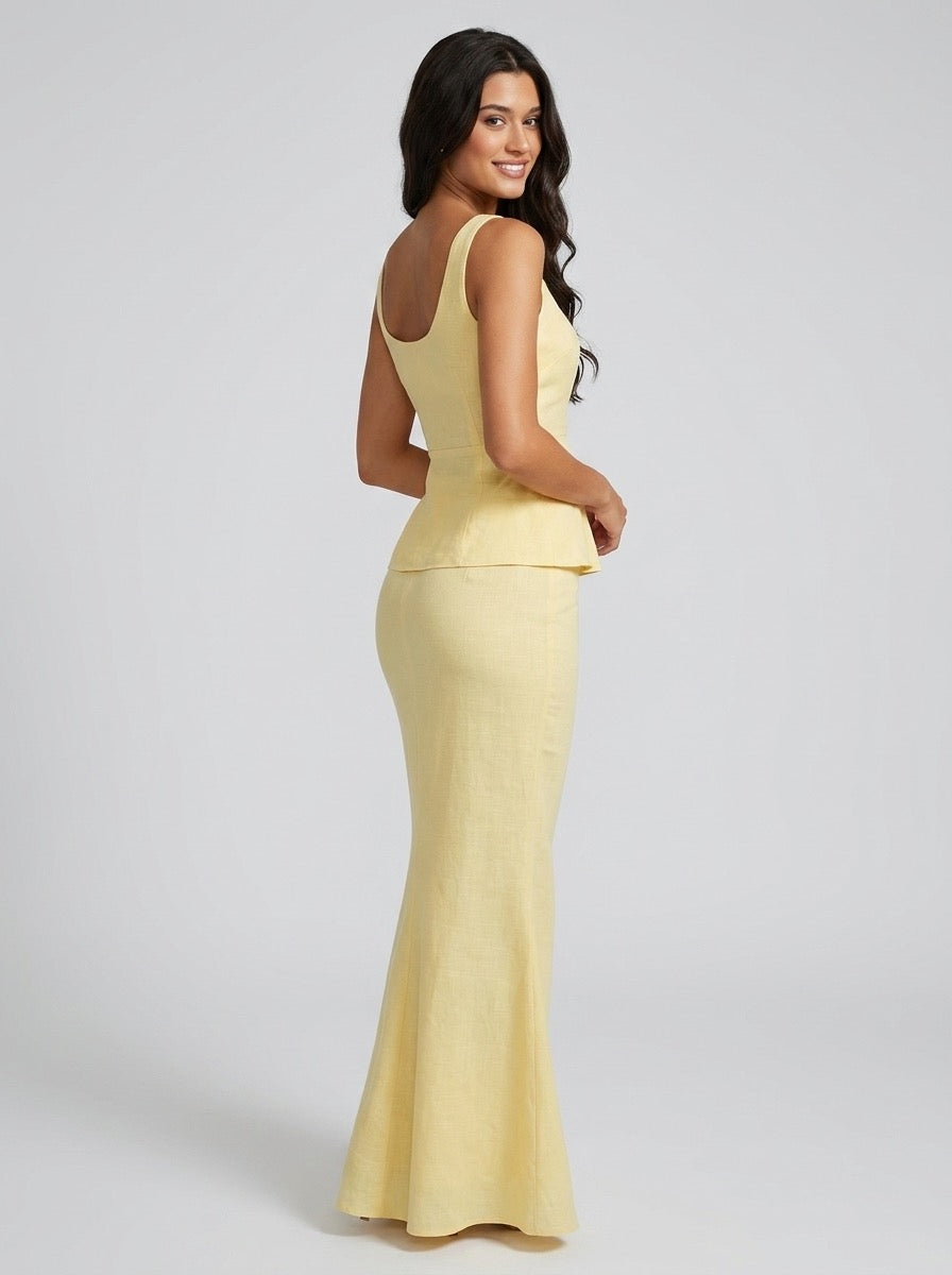 Evelina Scoop-Neck Tank and Fishtail Maxi Skirt Two-Piece Set on model