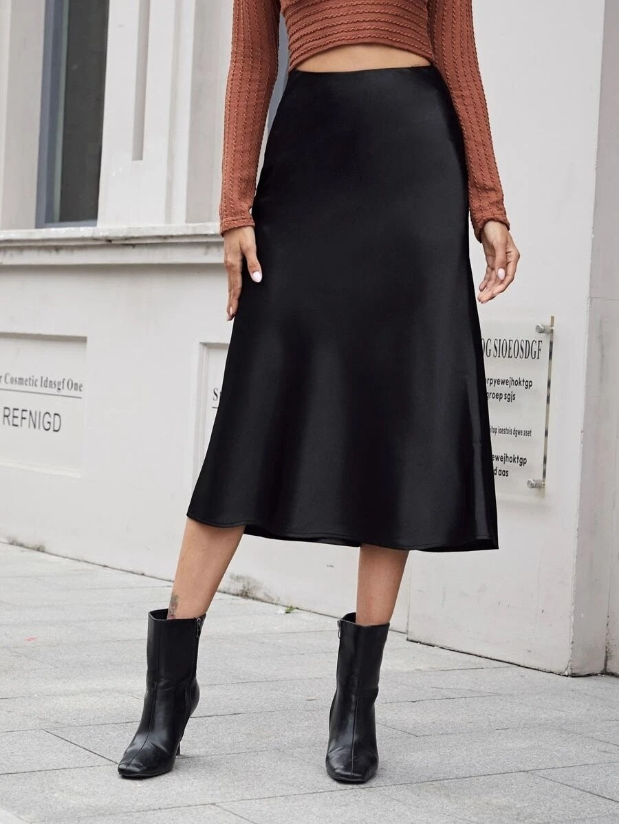 Carlina Satin Slip Midi Skirt