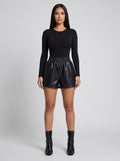 Fabia Faux Leather Short on model