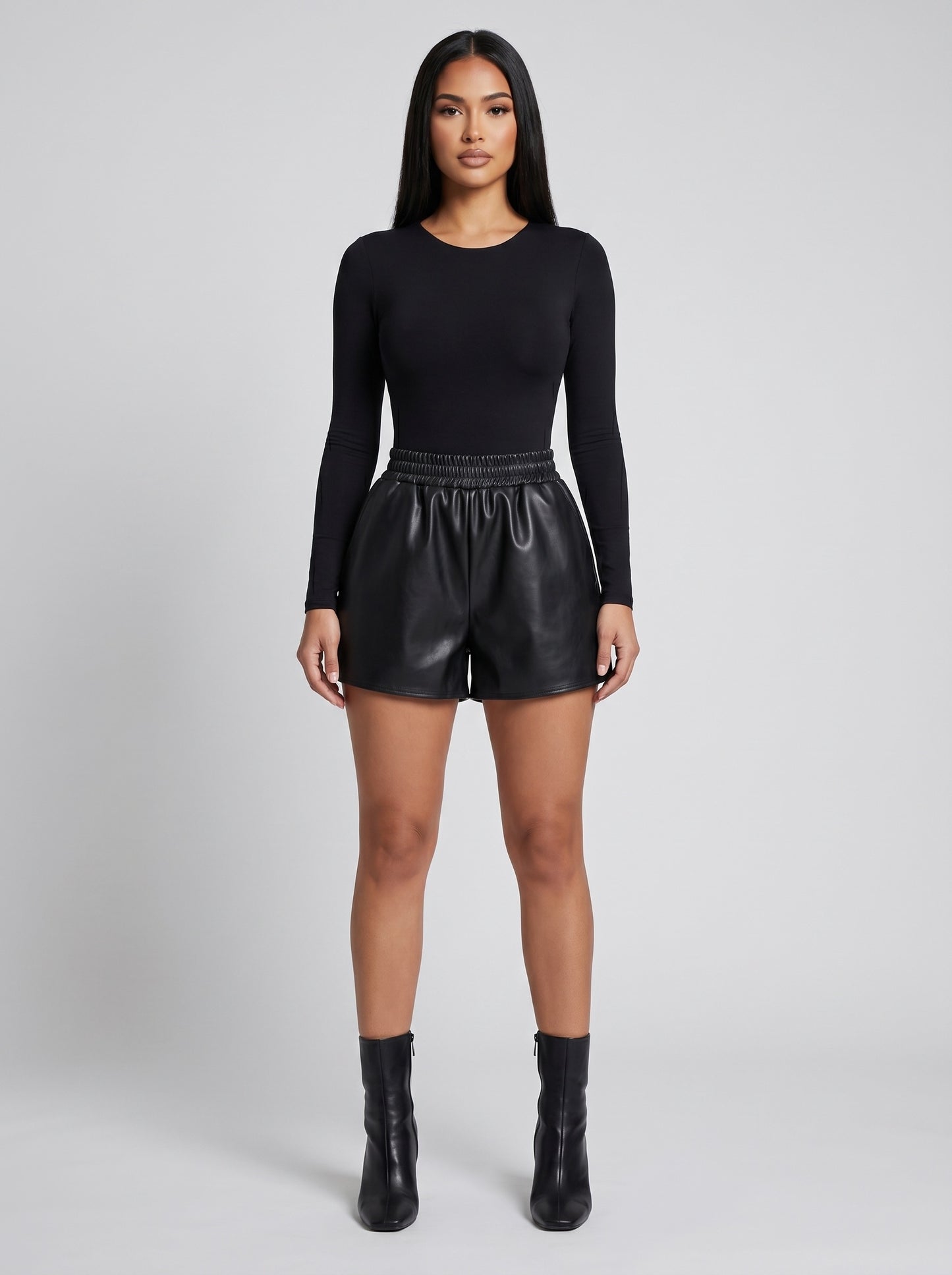 Fabia Faux Leather Short on model