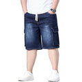 Vincenza Elastic-Cord Cargo Denim Shorts