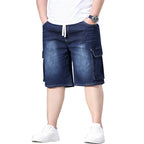 Melinda Elastic-Cord Cargo Denim Shorts