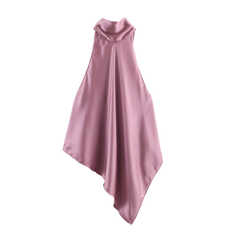 Mirtilla Satin Cowl Halter-Neck Top