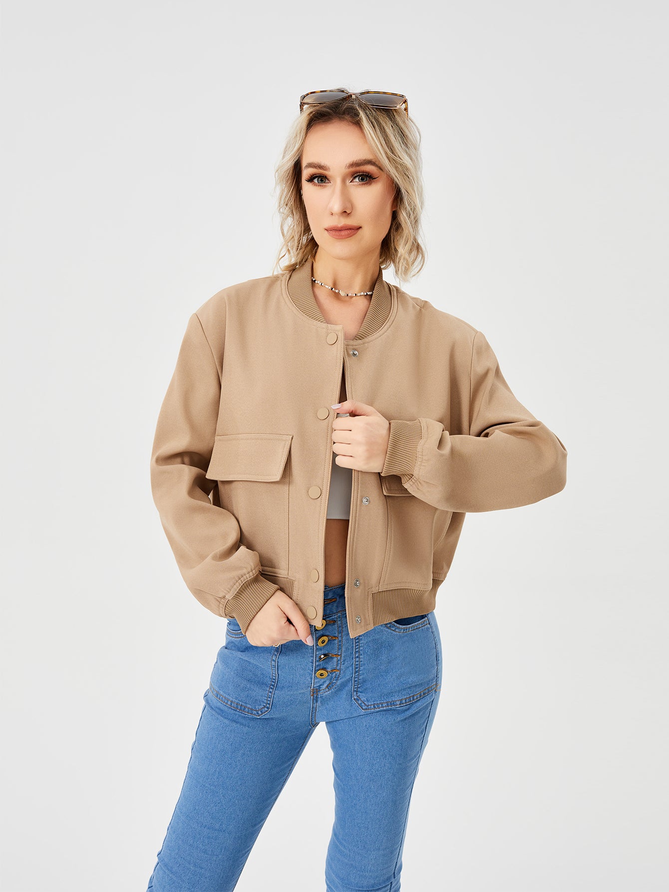 Edvige Cropped Varsity Bomber Jacket