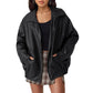 Roma Oversized Faux-Leather Bomber
