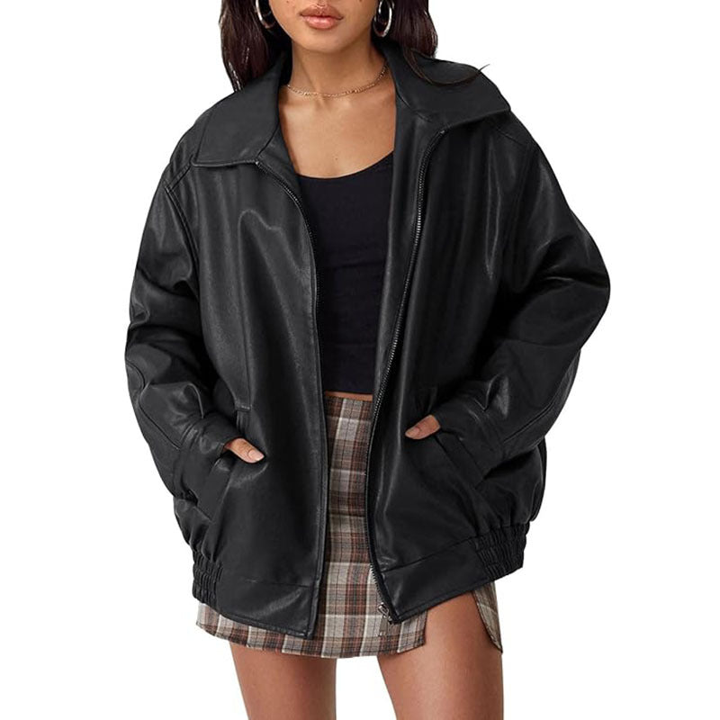 Roma Oversized Faux-Leather Bomber — Oli Amore