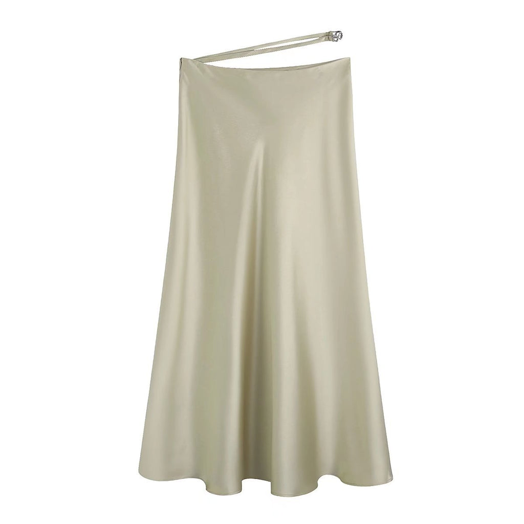 Lucietta Satin Bias-Cut Midi Skirt