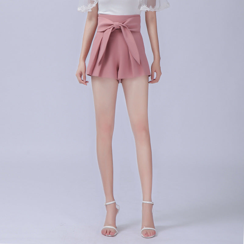 Nilde High-Waist Bow-Belt Tailored Shorts