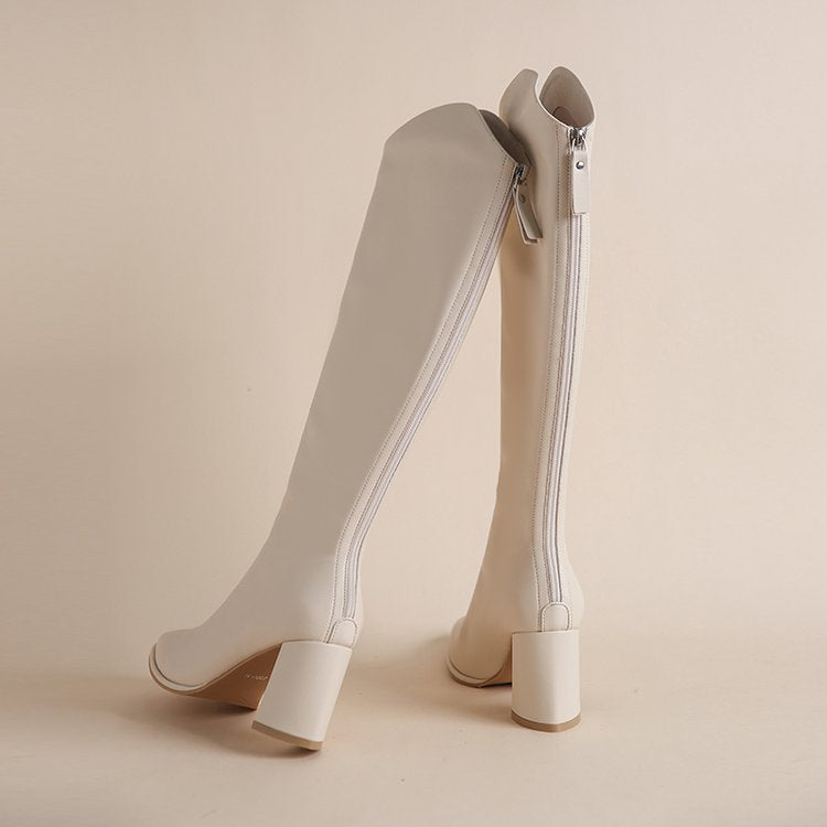 Rosalinda Pointed-Toe Knee-High Heeled Boots
