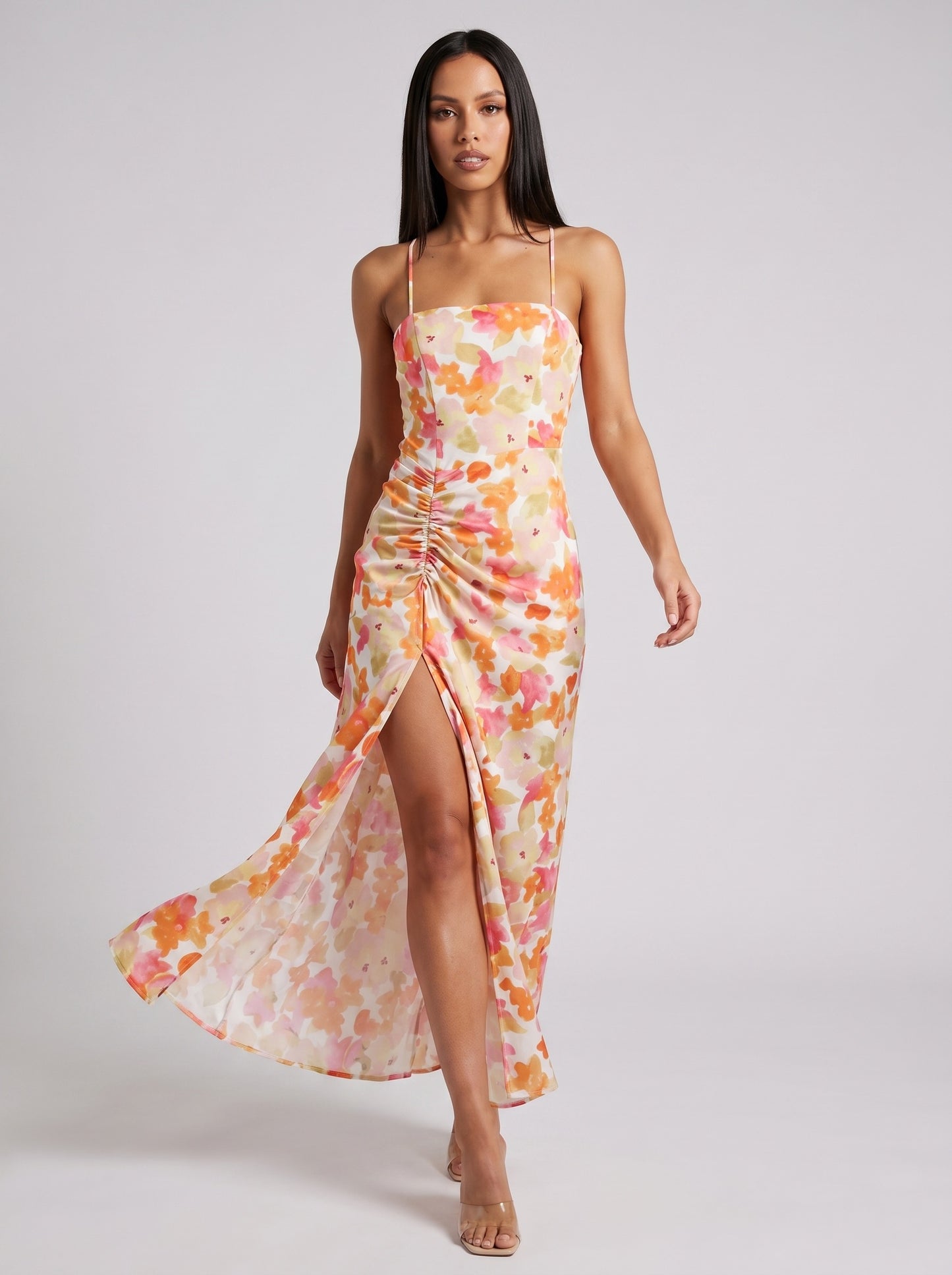 Fiamma Floral Twist-Front Maxi Dress on model