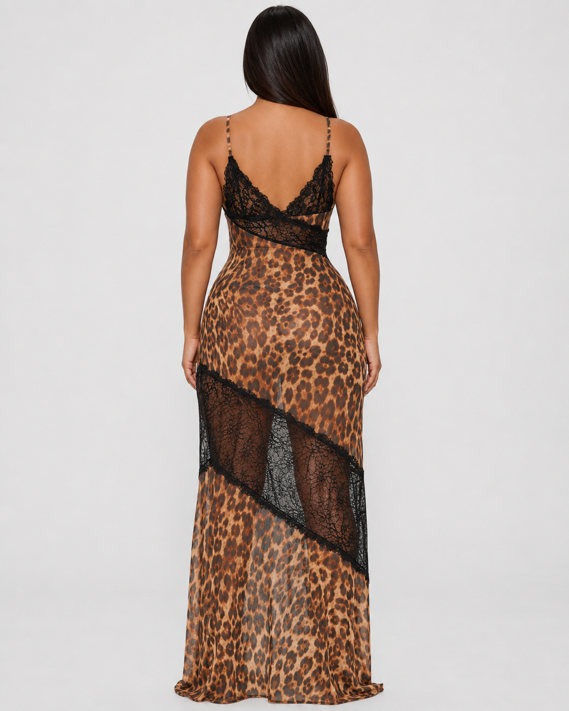 Sexy Leopard-Print Hollow-Out Strap Maxi Dress