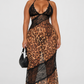 Sexy Leopard-Print Hollow-Out Strap Maxi Dress