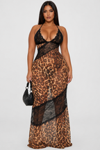 Livia Leopard Halter Maxi Dress — Oli Amore