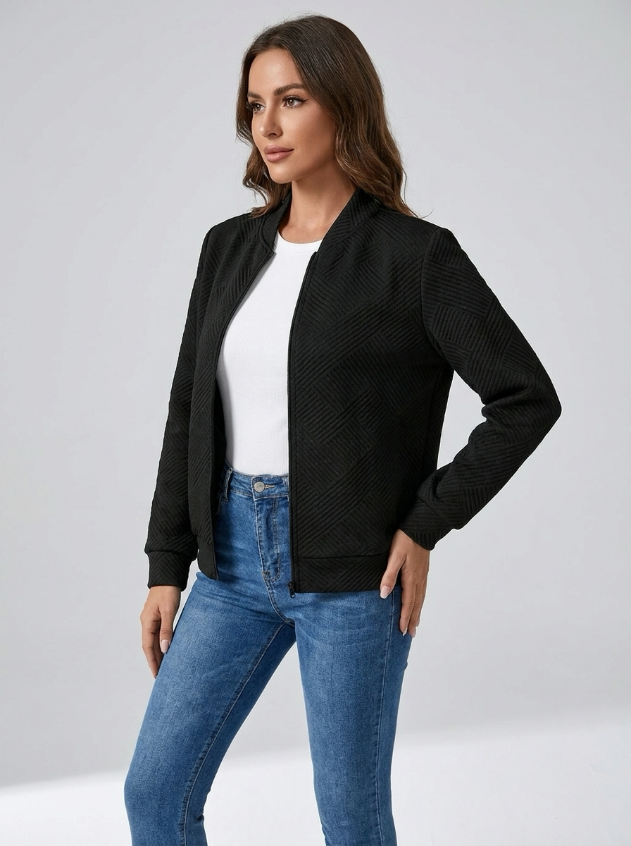 Filippa Textured Bomber on model