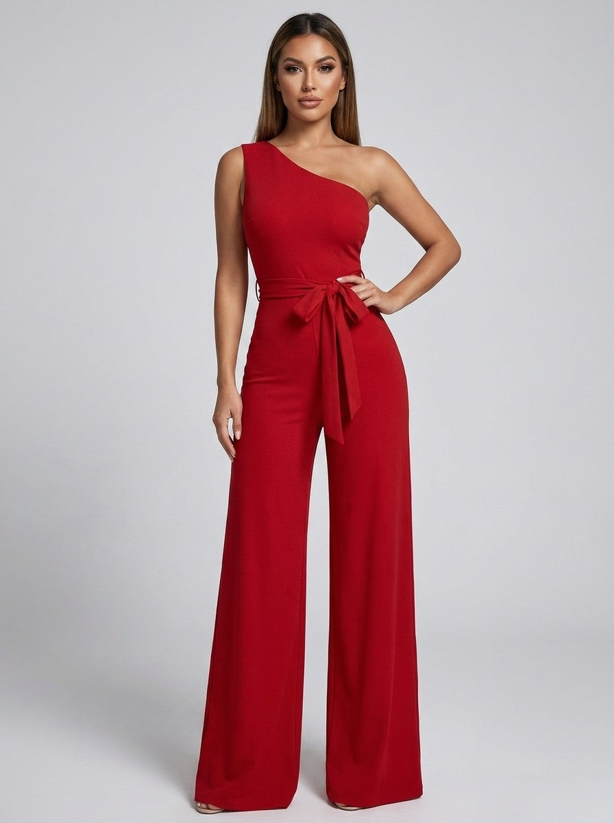 Fioralba One-Shoulder Wide-Leg Jumpsuit on model