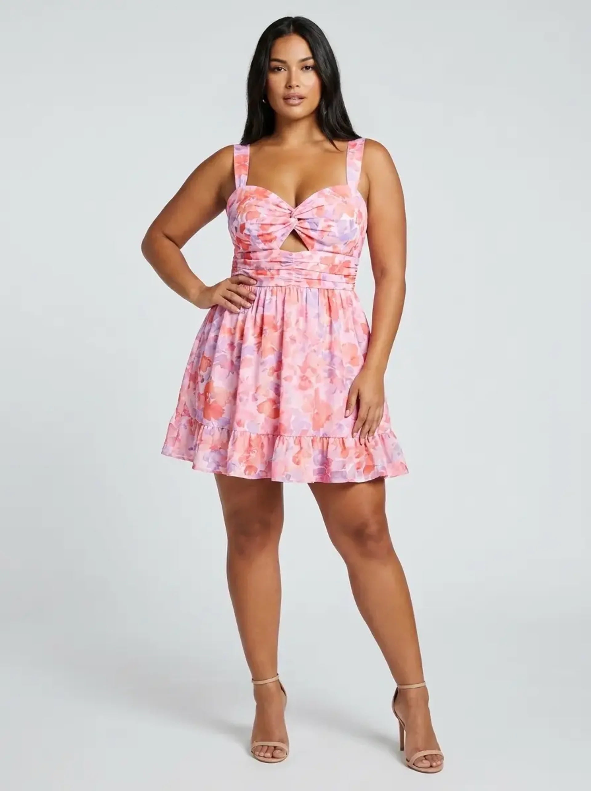 Fiorella Floral Mini Dress on model