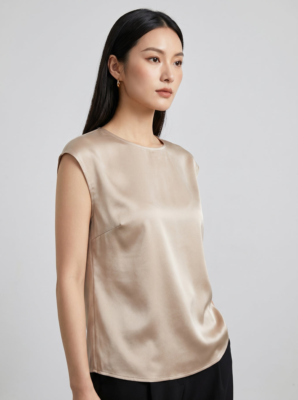 Fiorella Satin Shell Top on model