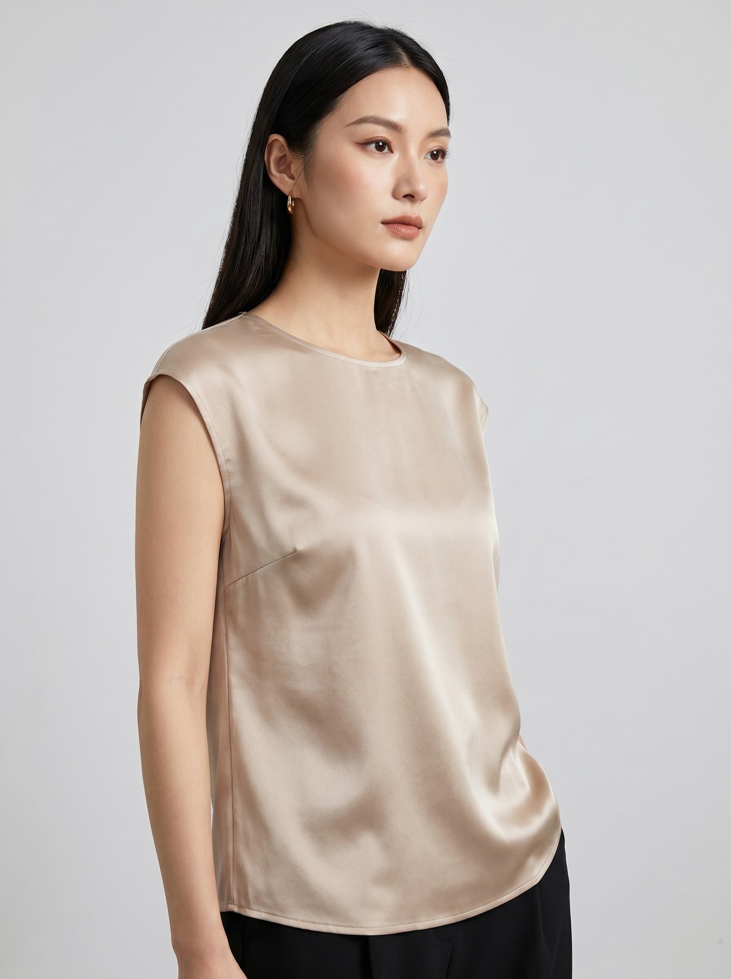 Fiorella Satin Shell Top on model