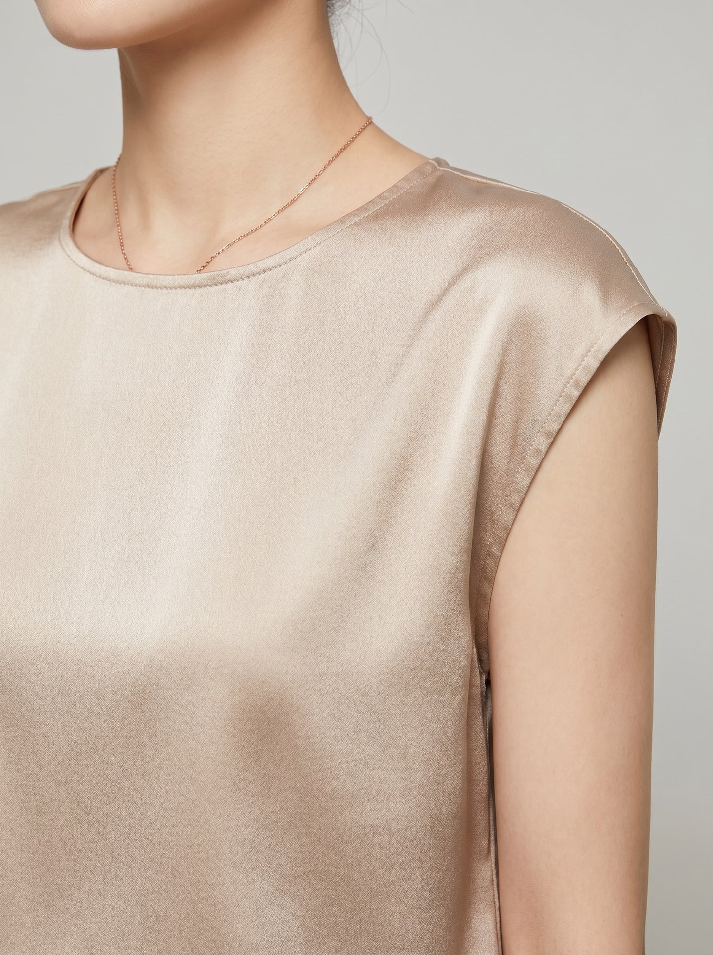 Fiorella Satin Shell Top on model