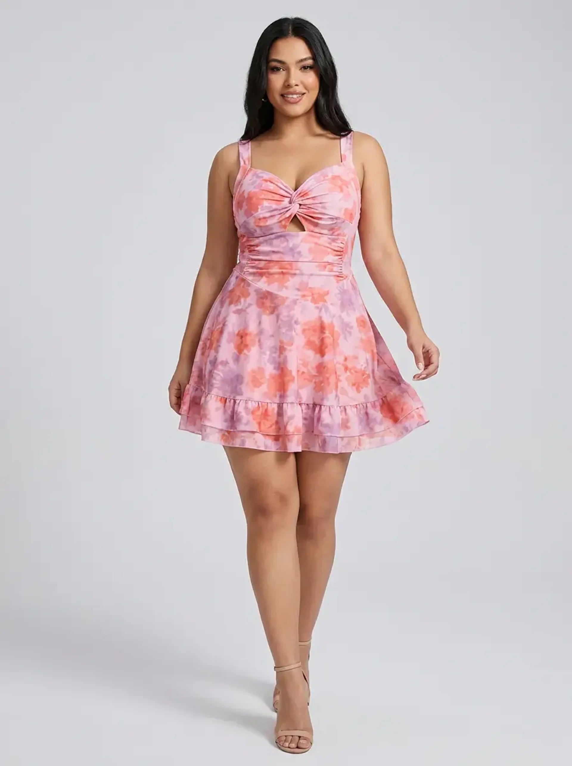 Fiorella Floral Mini Dress on model