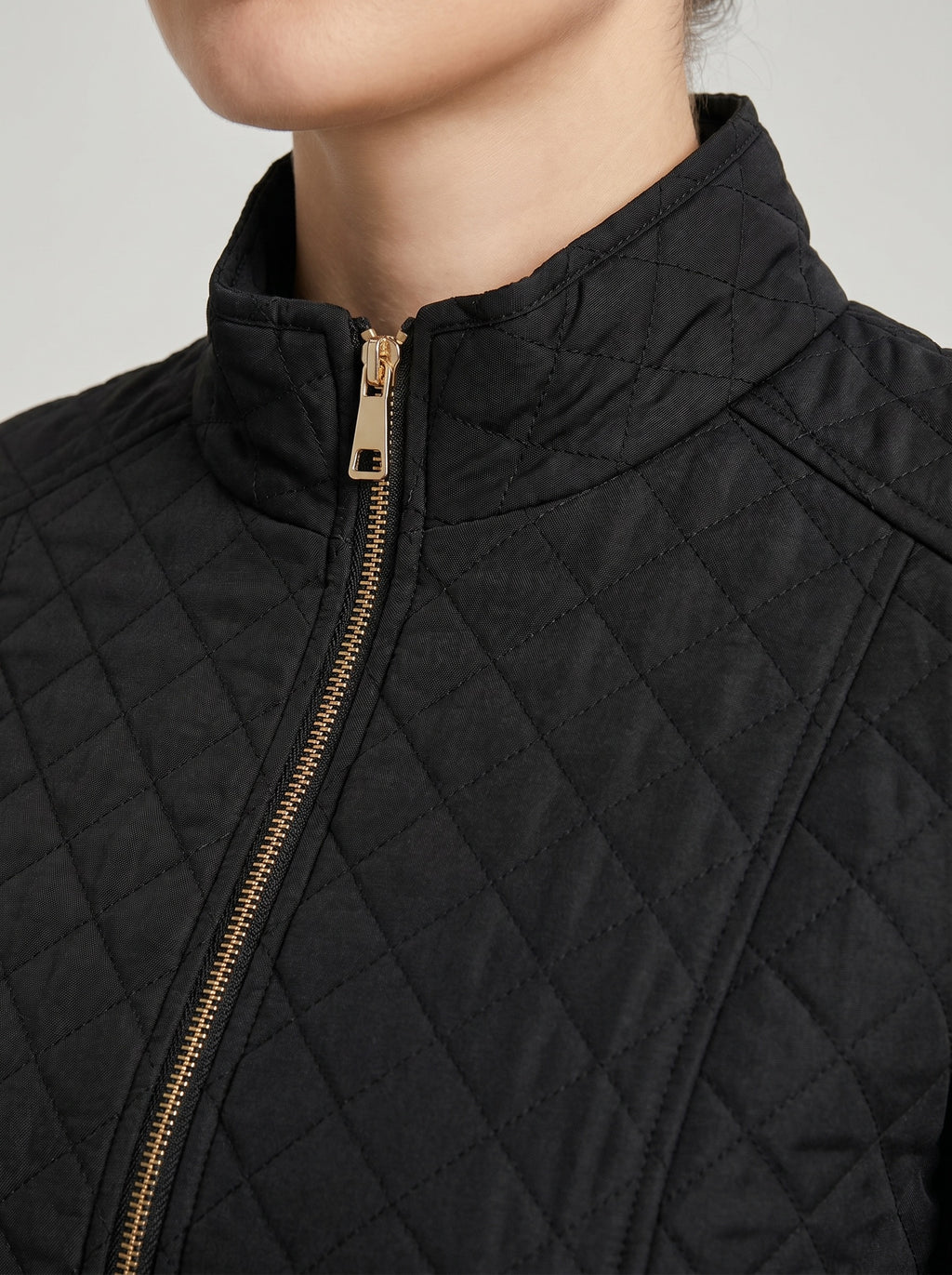 Flavia Quilted Barn Jacket on model