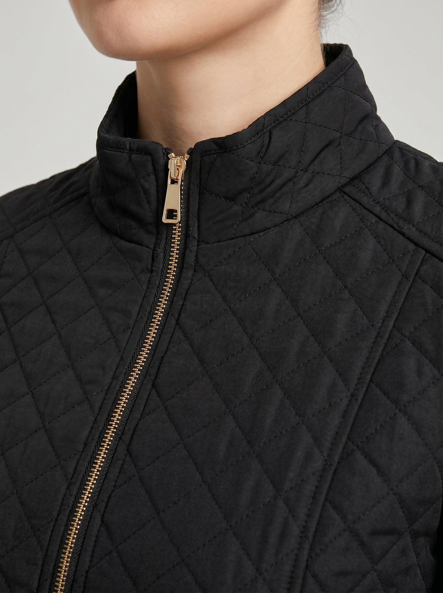 Flavia Quilted Barn Jacket on model