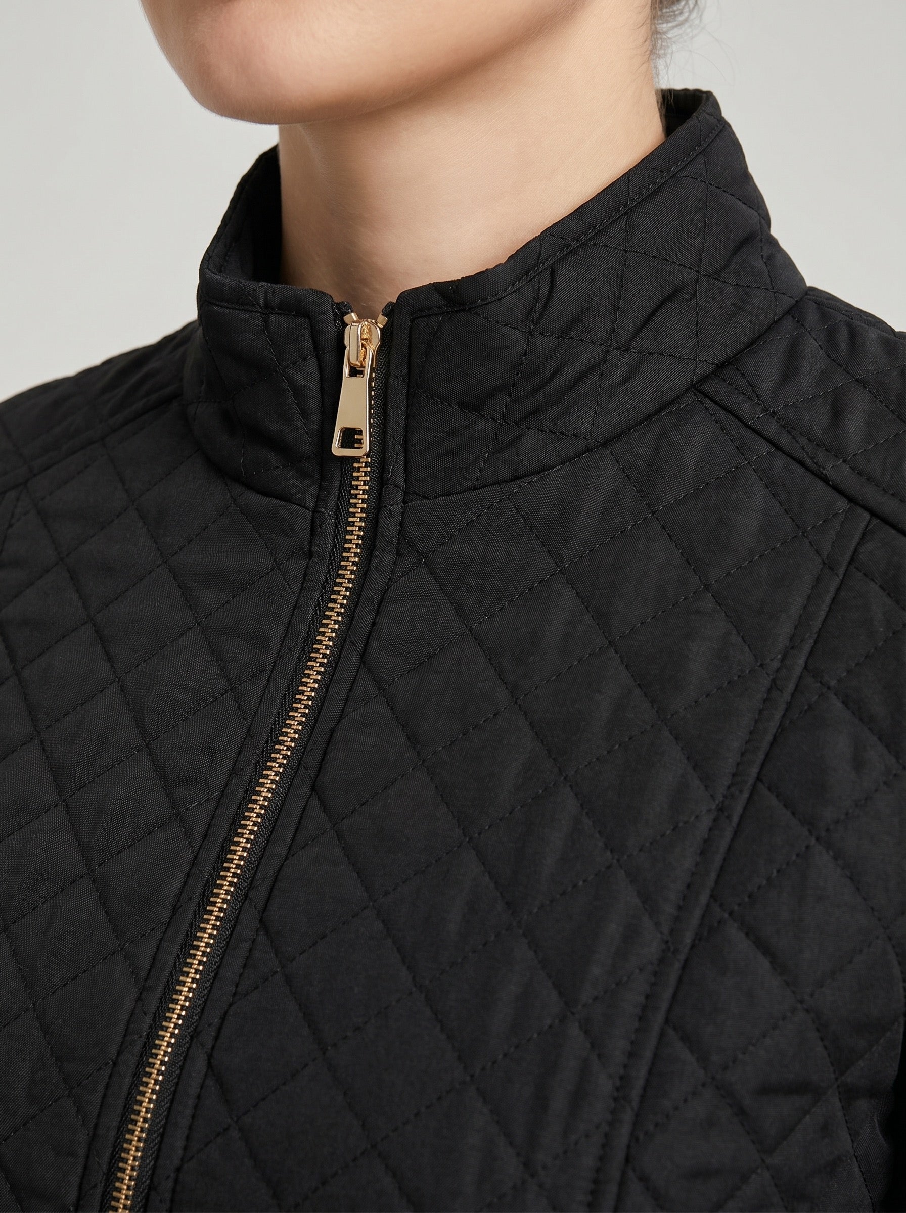 Flavia Quilted Barn Jacket on model