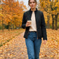 Flavia Quilted Barn Jacket on model