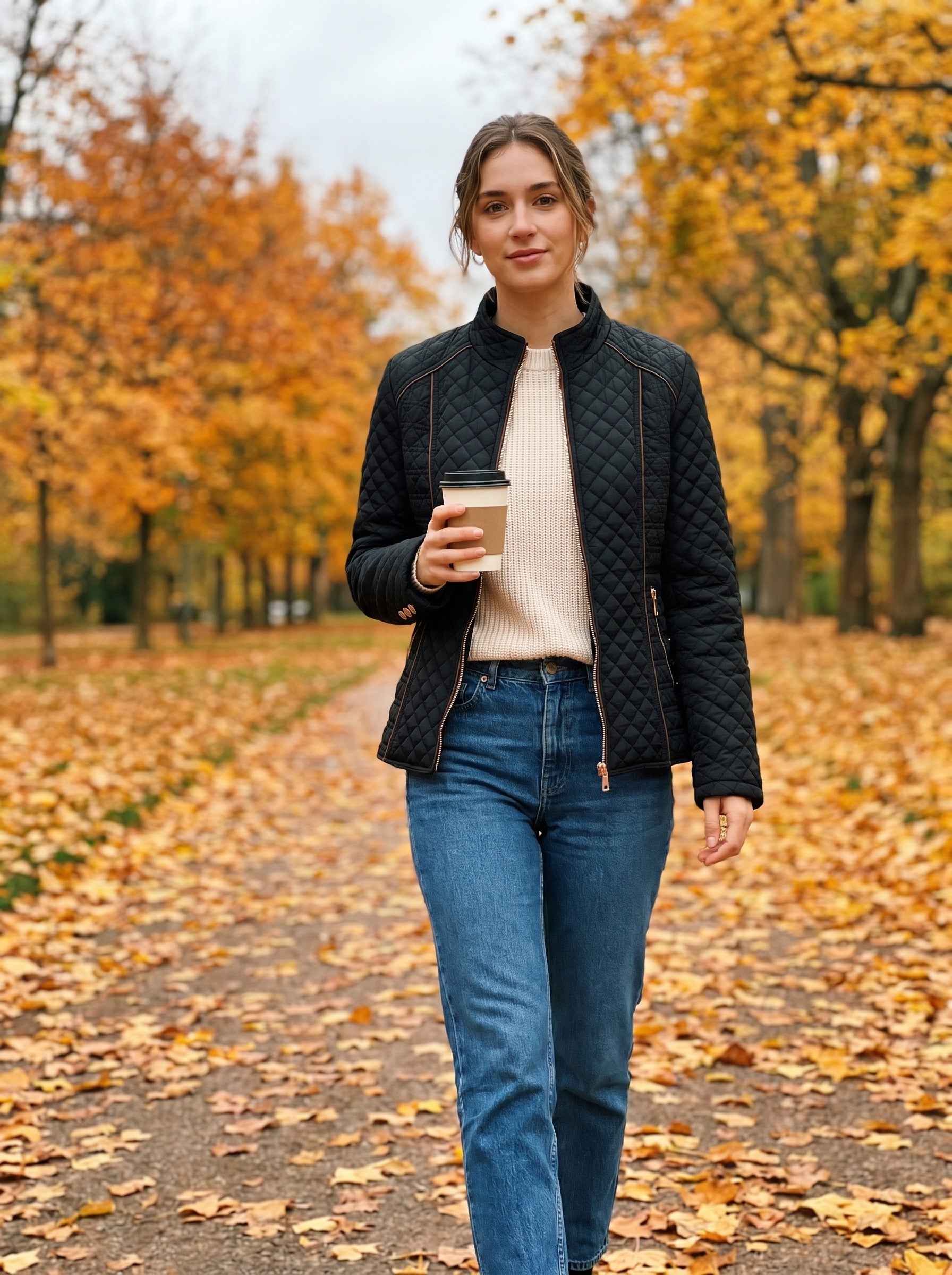 Flavia Quilted Barn Jacket on model