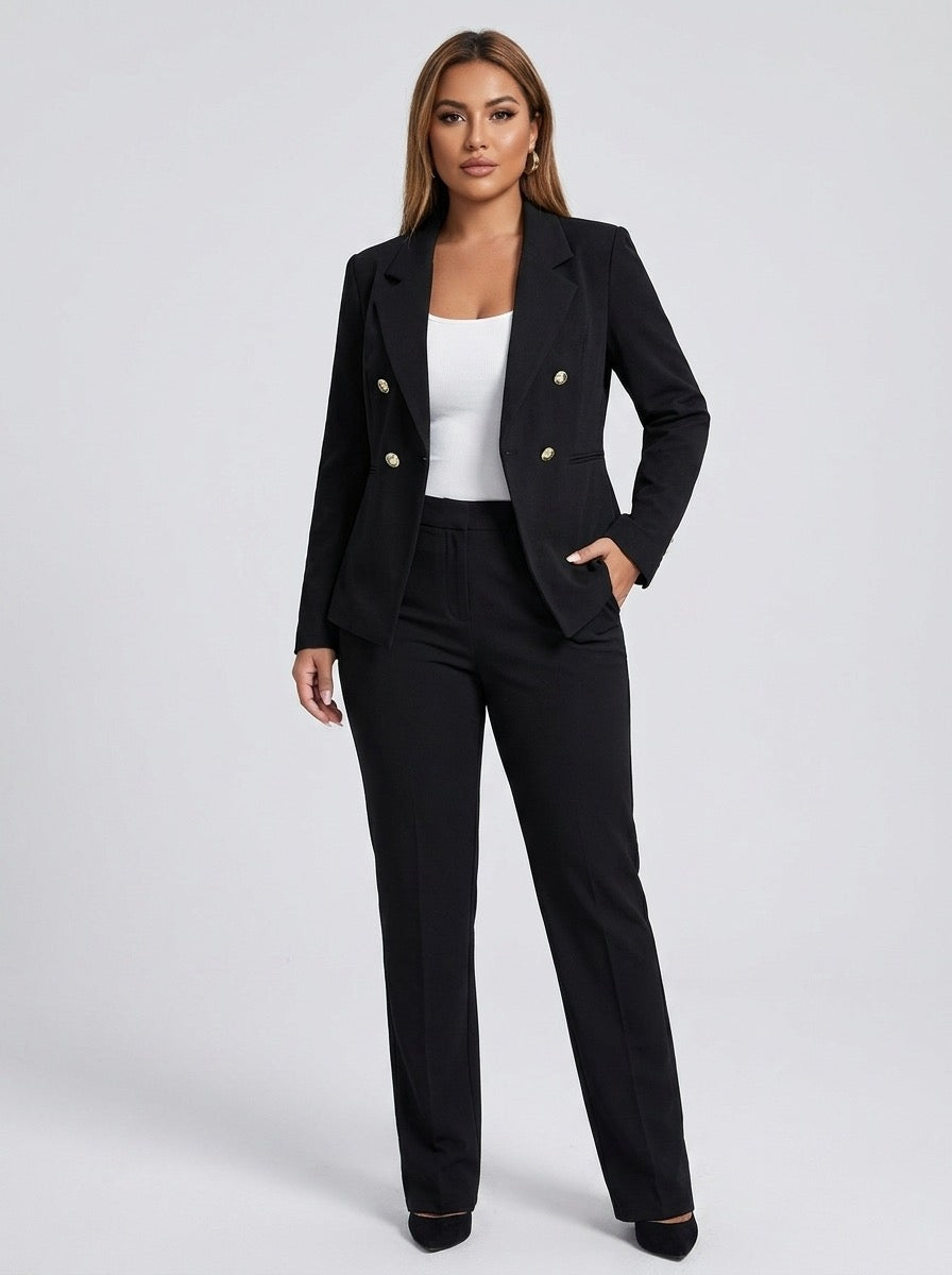Florinda Double-Breasted Tailored Blazer on model