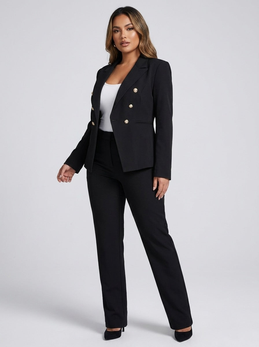 Florinda Double-Breasted Tailored Blazer on model