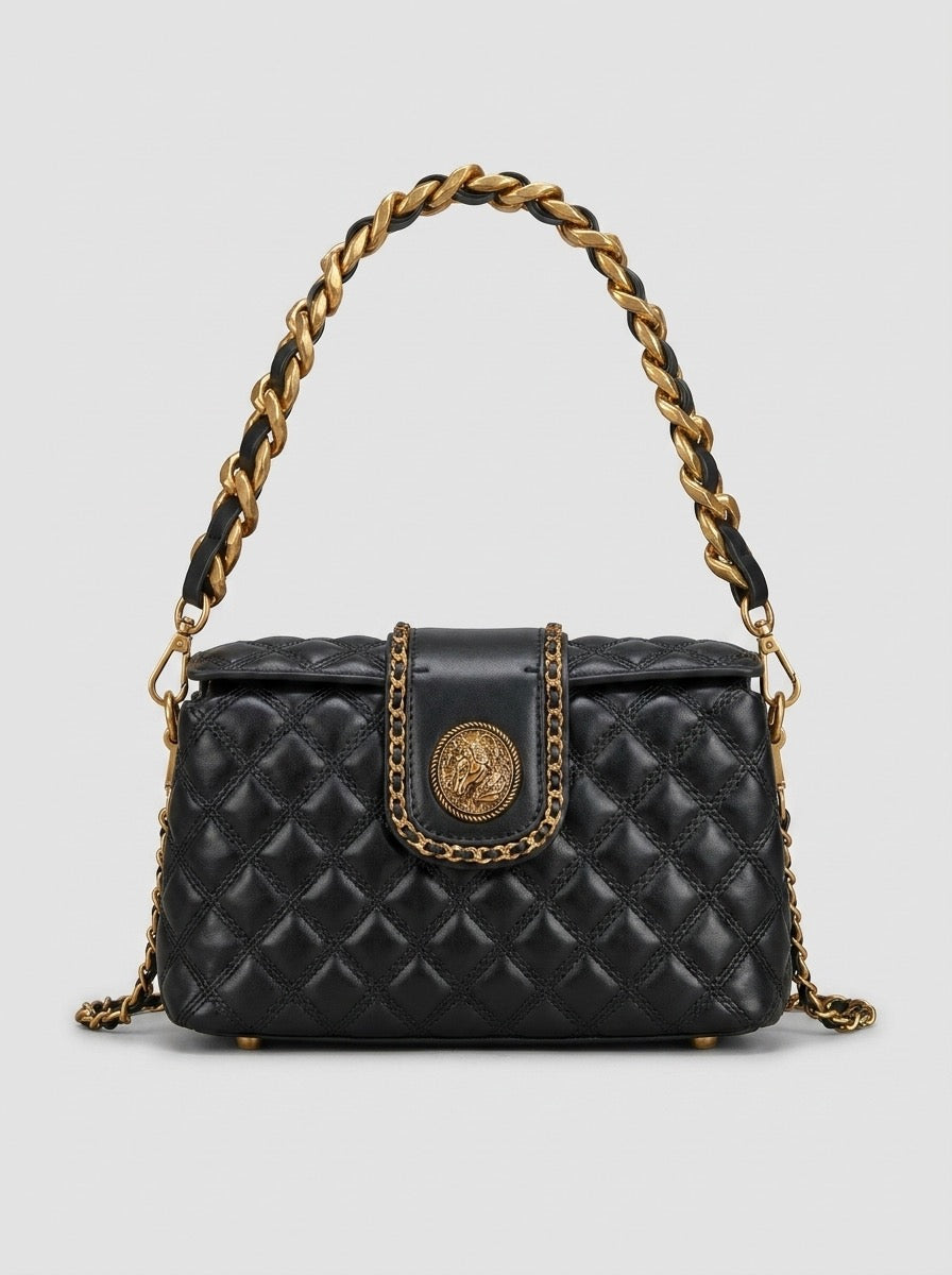 Fosca Quilted Chain Shoulder Bag on model
