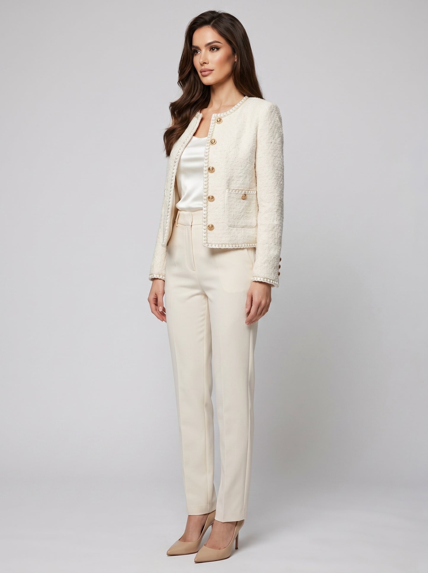 Gabriella Tweed Jacket on model