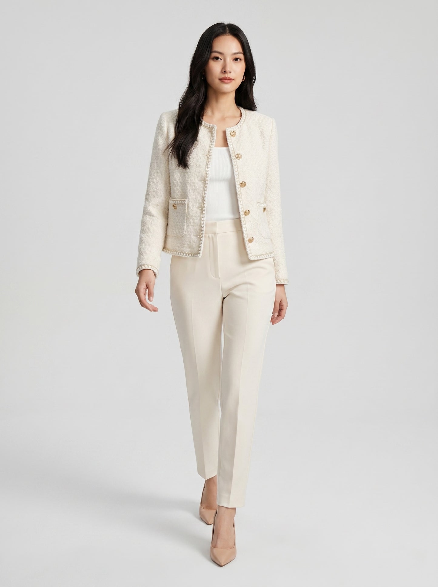 Gabriella Tweed Jacket on model