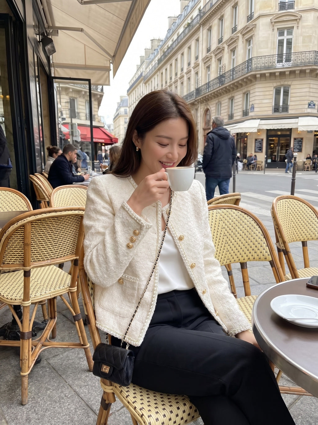 Gabriella Tweed Jacket on model