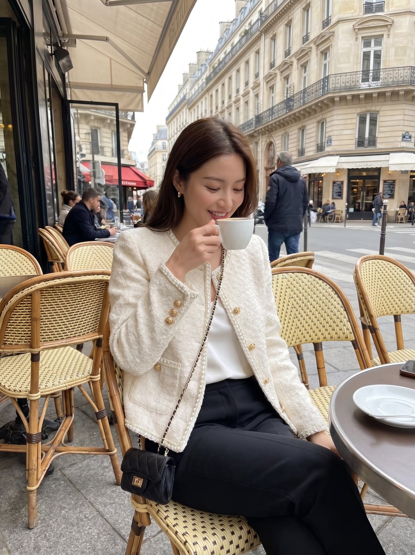 Gabriella Tweed Jacket on model