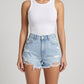 Gaia High-Rise Ripped Denim Short on model