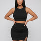 Gaia Ribbed Crop & Skirt Set on model