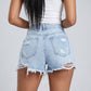 Gaia High-Rise Ripped Denim Short on model