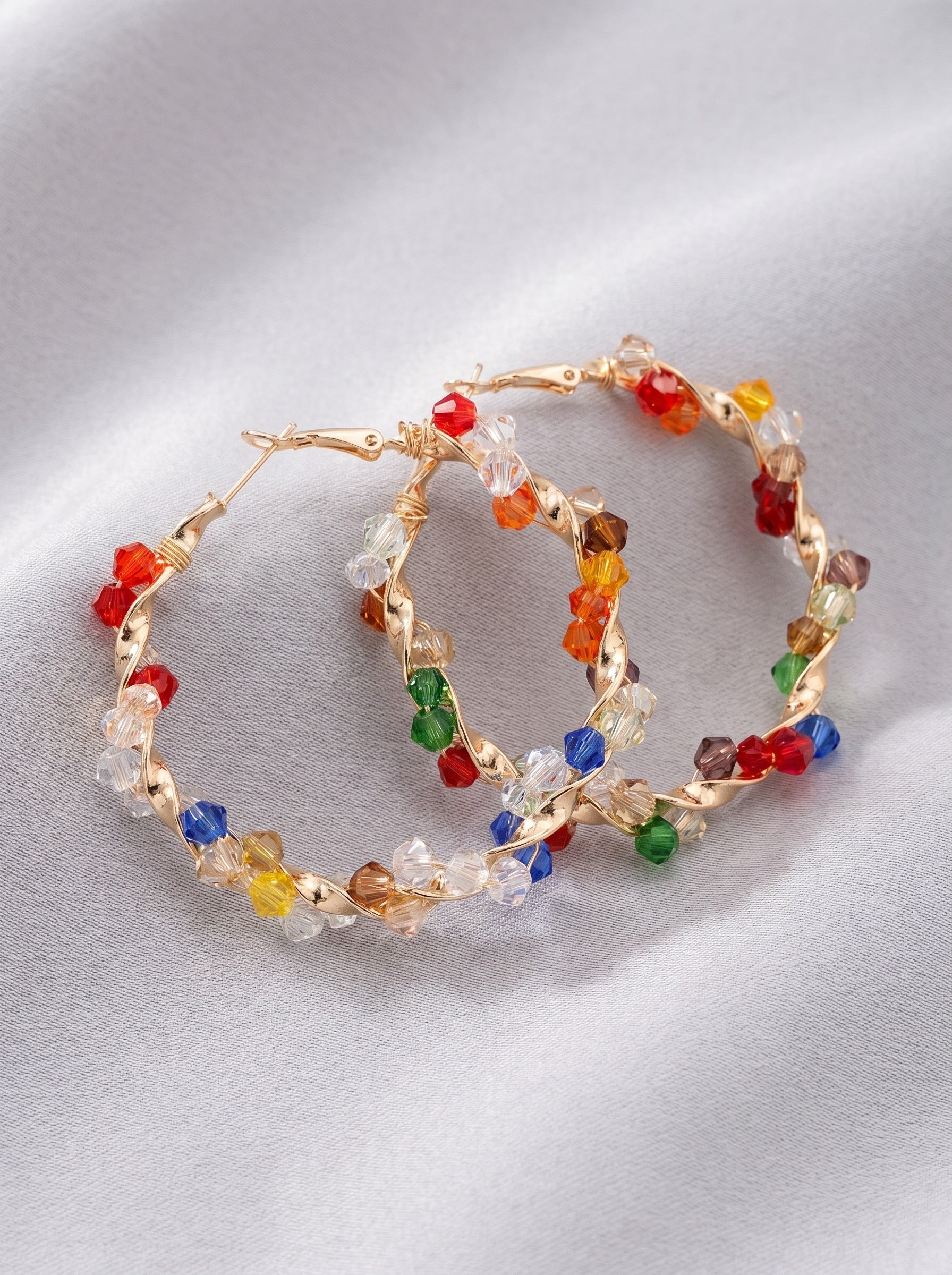Gemma Crystal Hoop Earrings on model